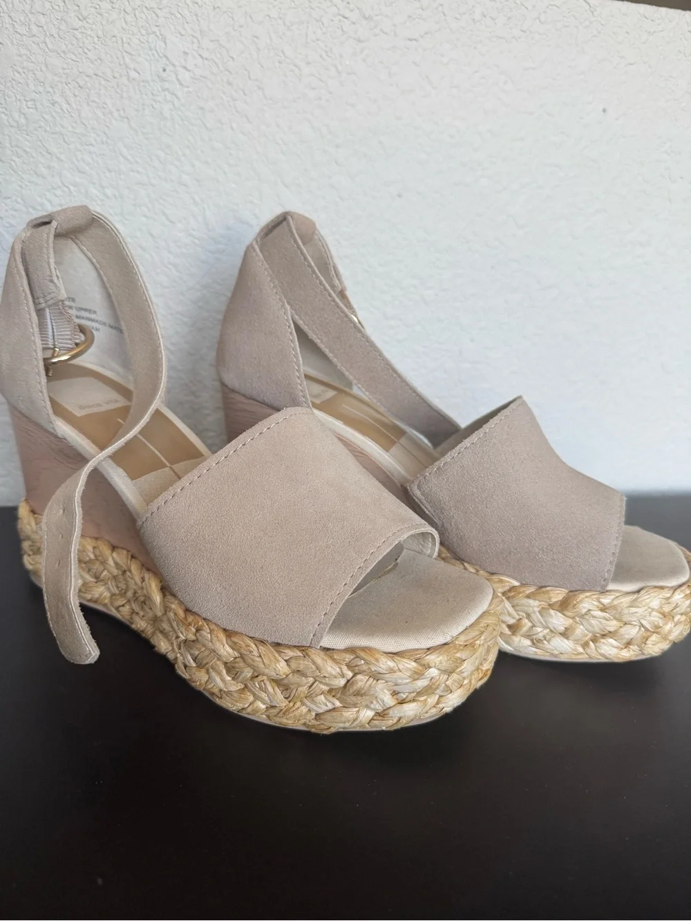 Dolce Vita Neutral Taupe Espadrille Platform Wedge Sandals
